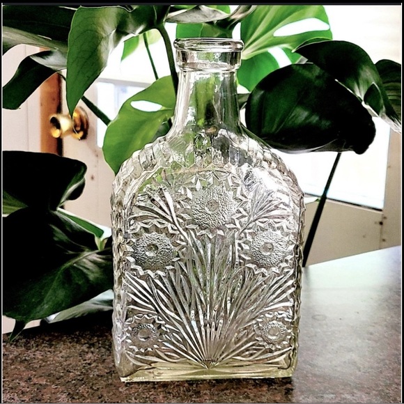 Antique Mid Century Embossed Flower
Liquor Bottle Glass Decanter - Picture 6 of 8